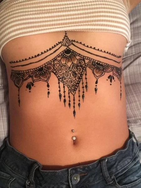 Henna-Inspired Underboob Tattoo Design