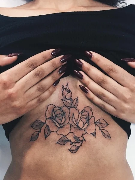 Rose Underboob Tattoo