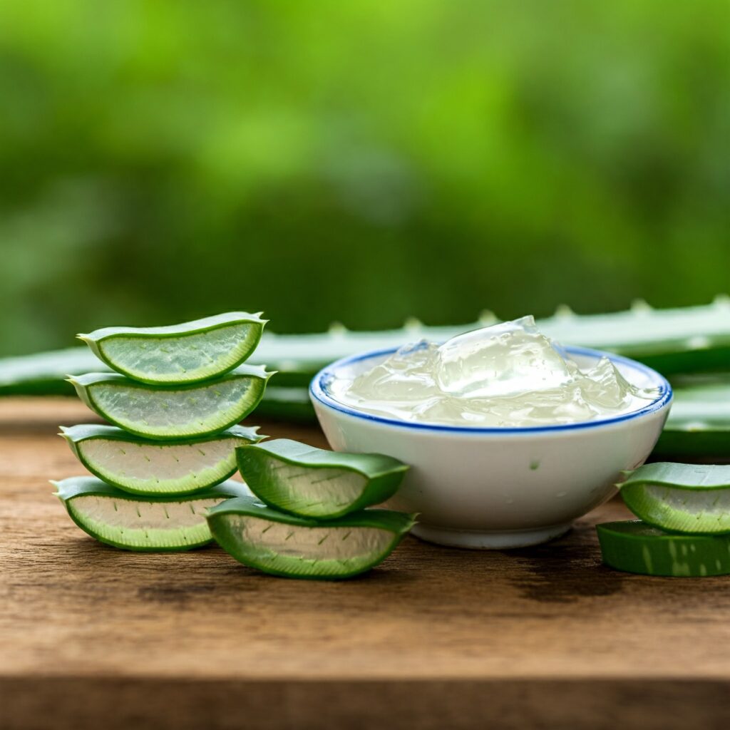 Aloe vera gel for soothing and treating whiteheads.