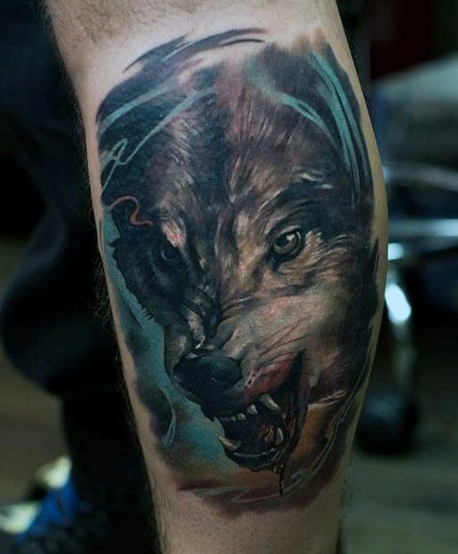 Growling Wolf Tattoo