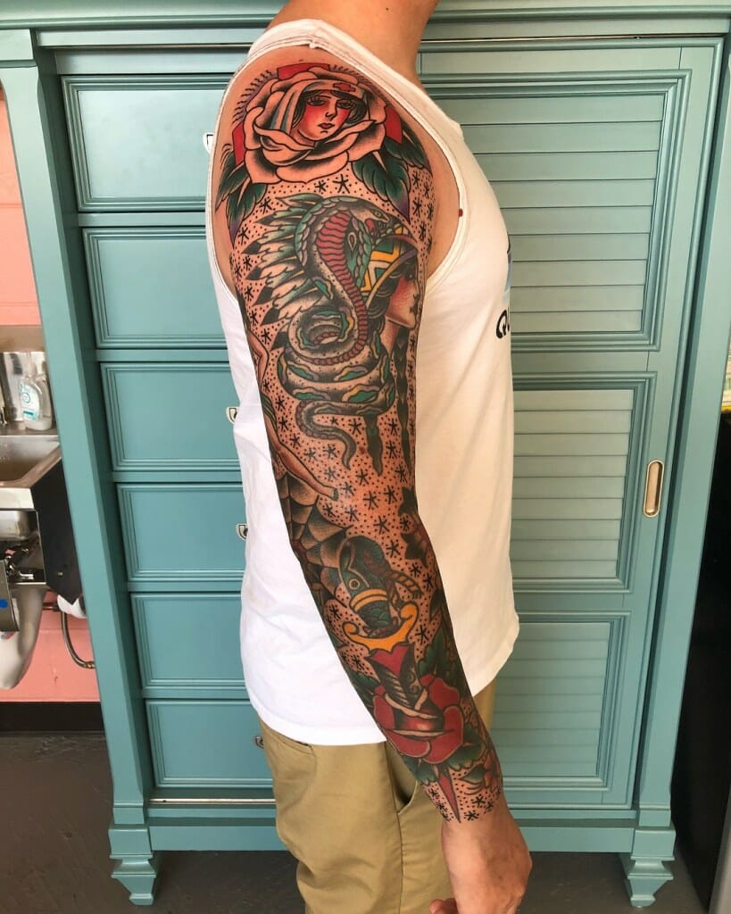 1 Traditional school tattoo sleeve Tattoo Ideas