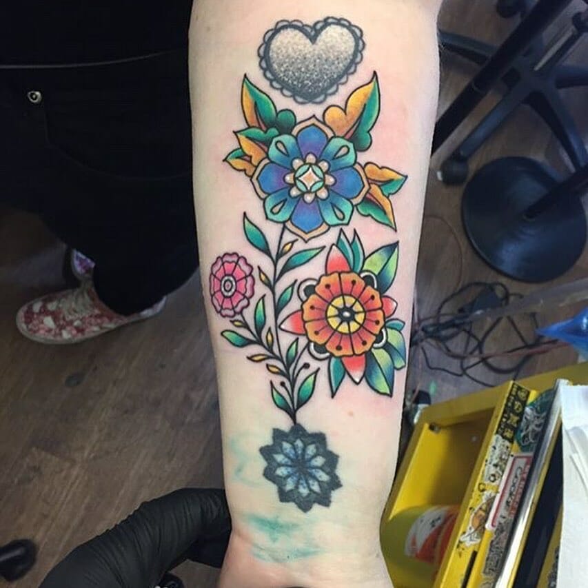 traditional flower tattoo