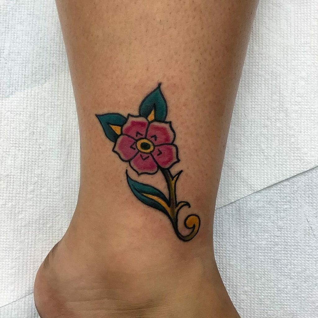 Minimalist Traditional Flower Tattoo