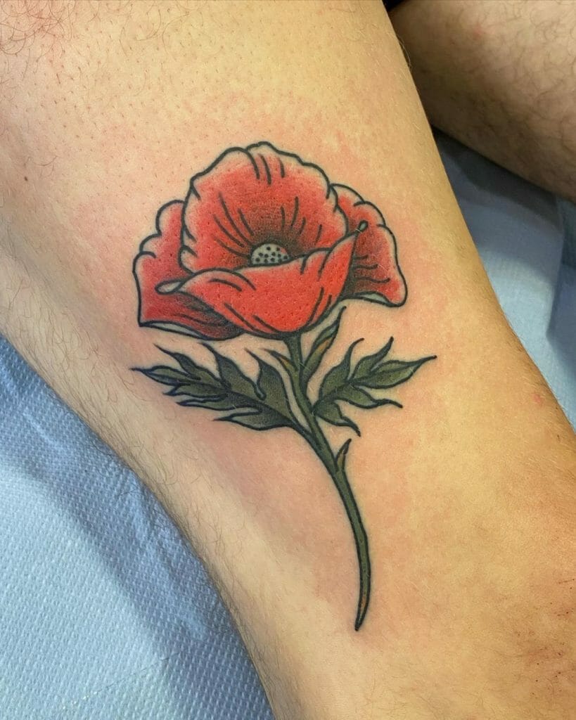 Traditional Poppy Flower Tattoo