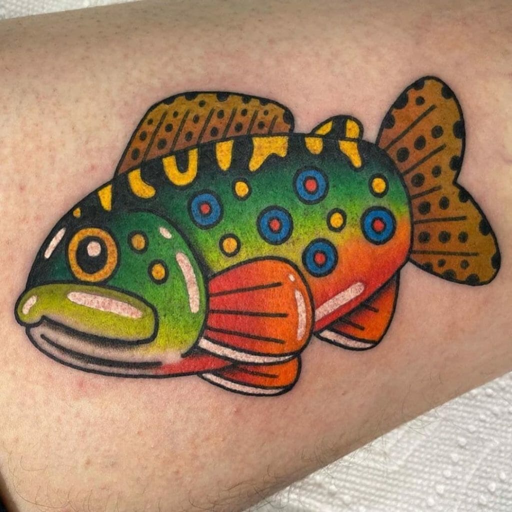 Colorful Cartoon Fish Tattoo Design