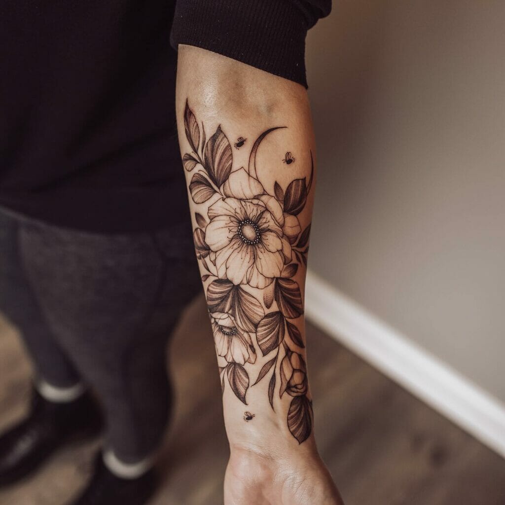 Floral Half Sleeve Tattoo