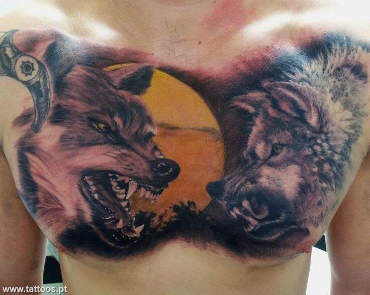 Two Wolves Tattoo