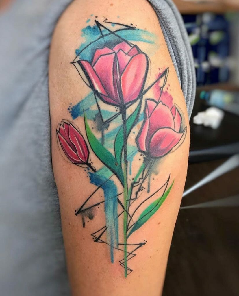 Watercolor Tulip Arm Tattoo