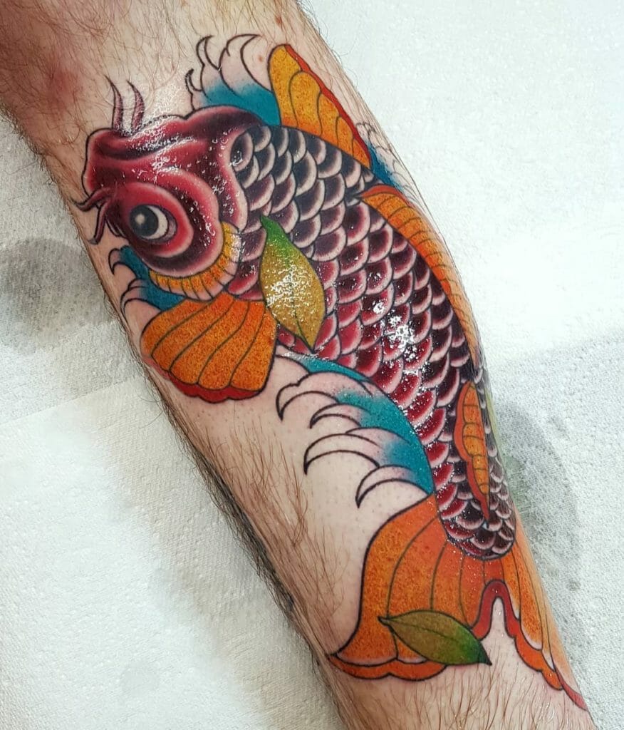 Colorful Koi Fish Tattoo Design