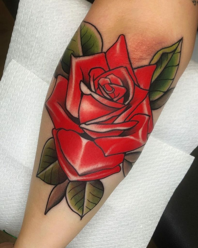 Classic Red Rose Tattoo