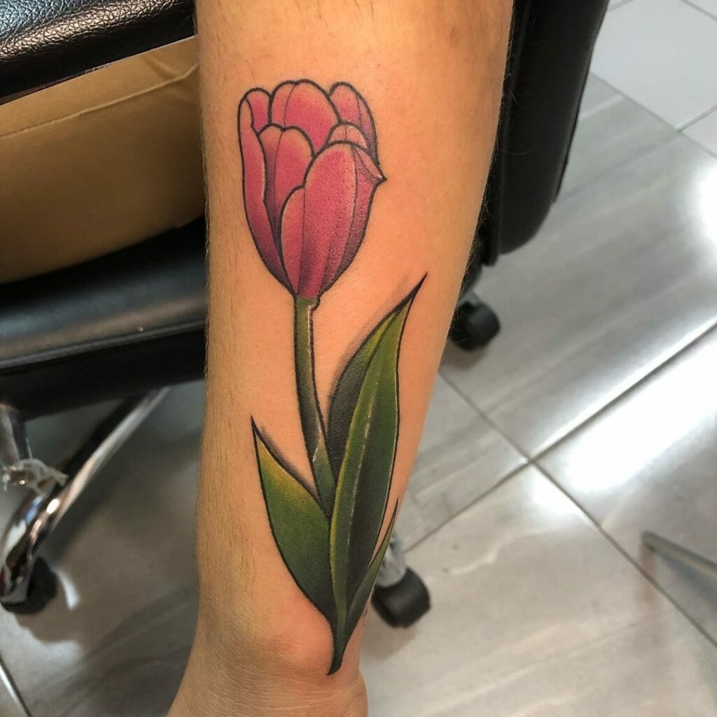 Elegant Tulip Forearm Tattoo