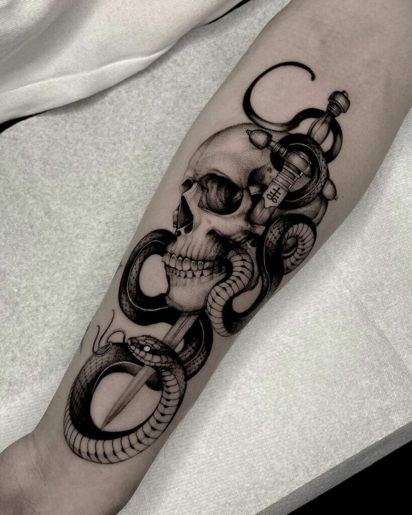 Inner Arm Skull Tattoo