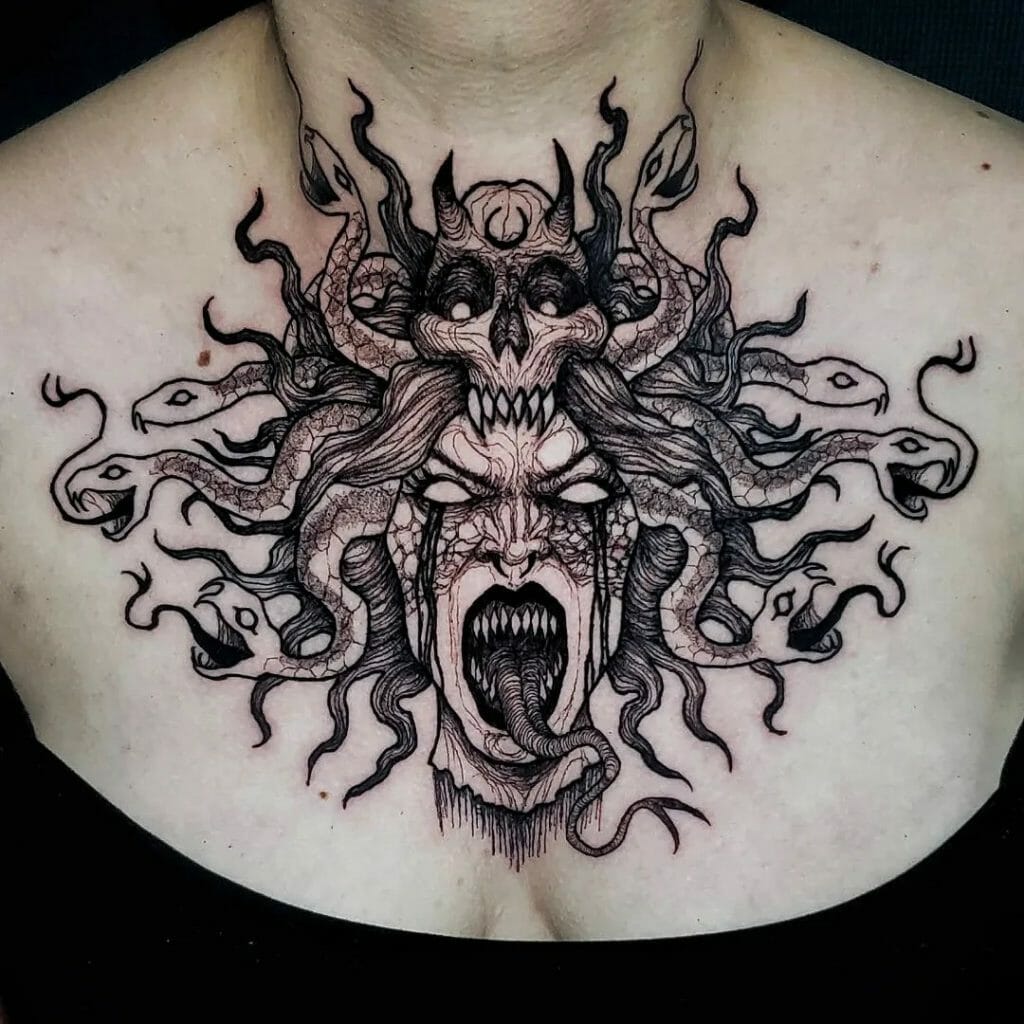 Medusa Chest Tattoo