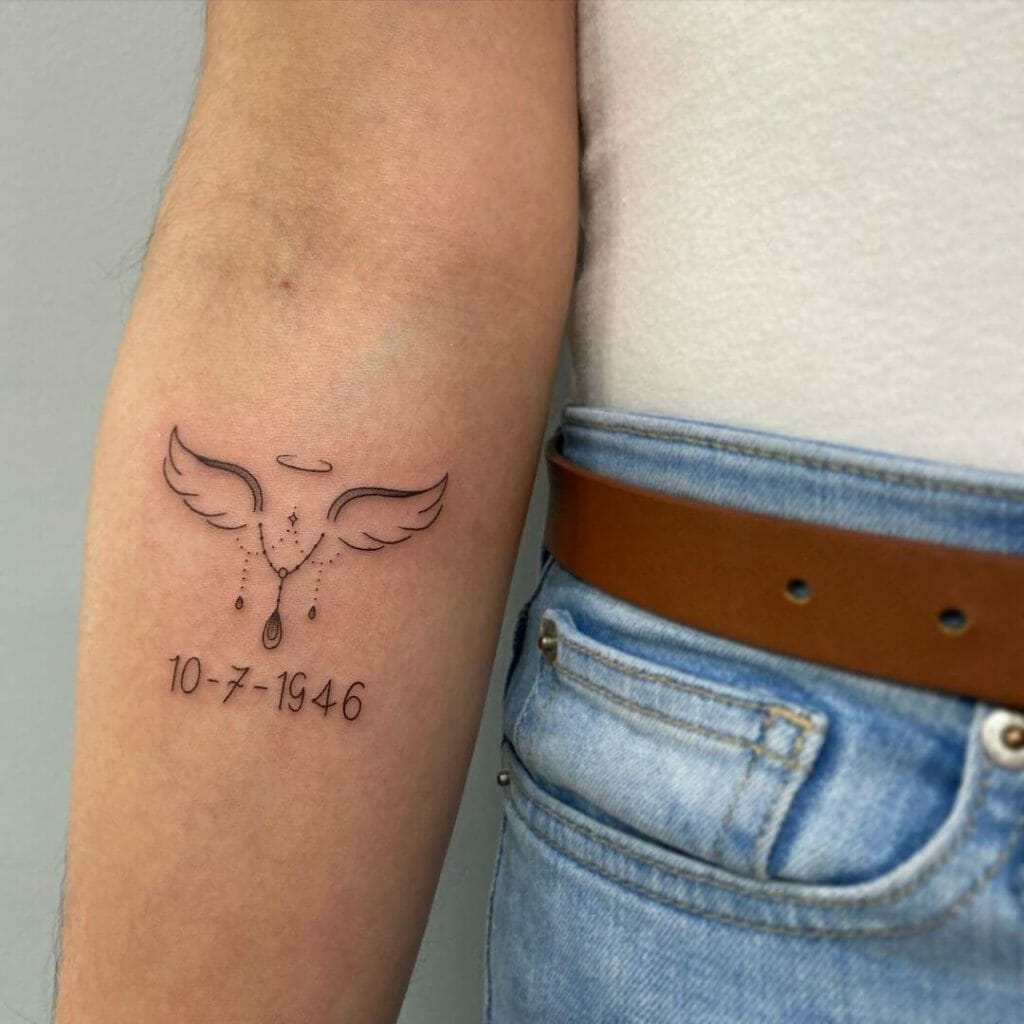 Small but powerful angel wings tattoo on wrist and ankle