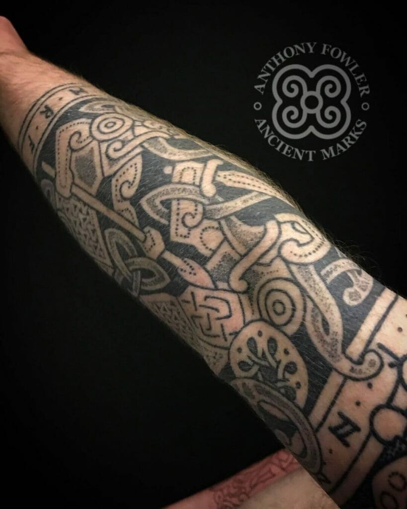 The conventional viking sleeve tattoo