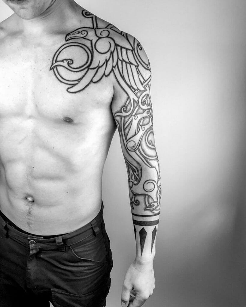 The Norse full sleeve tattoo 'The Followers of Odin'