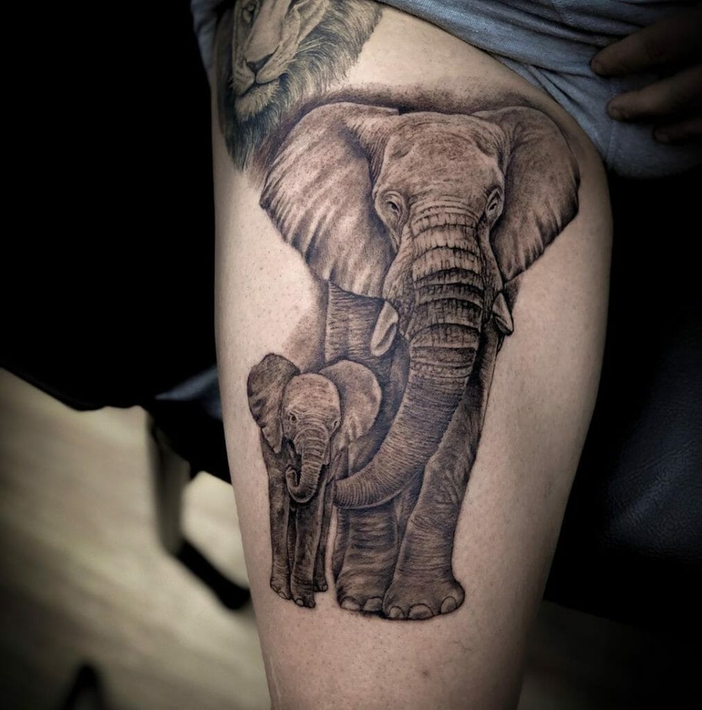 Two elephants Tattoo Ideas