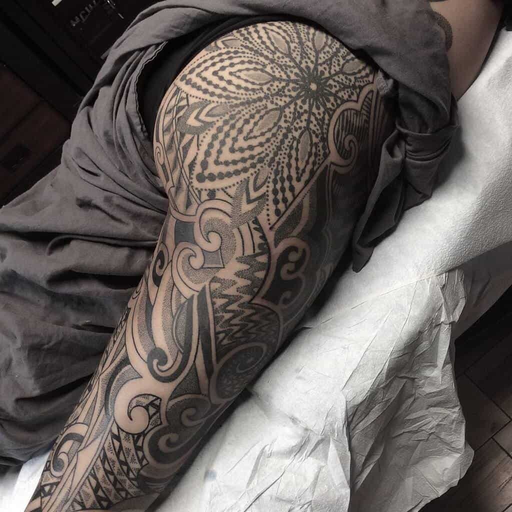 leg sleeve tattoo