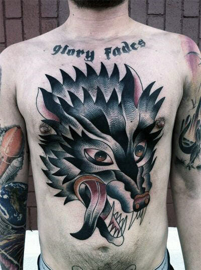 Traditional Wolf Tattoo