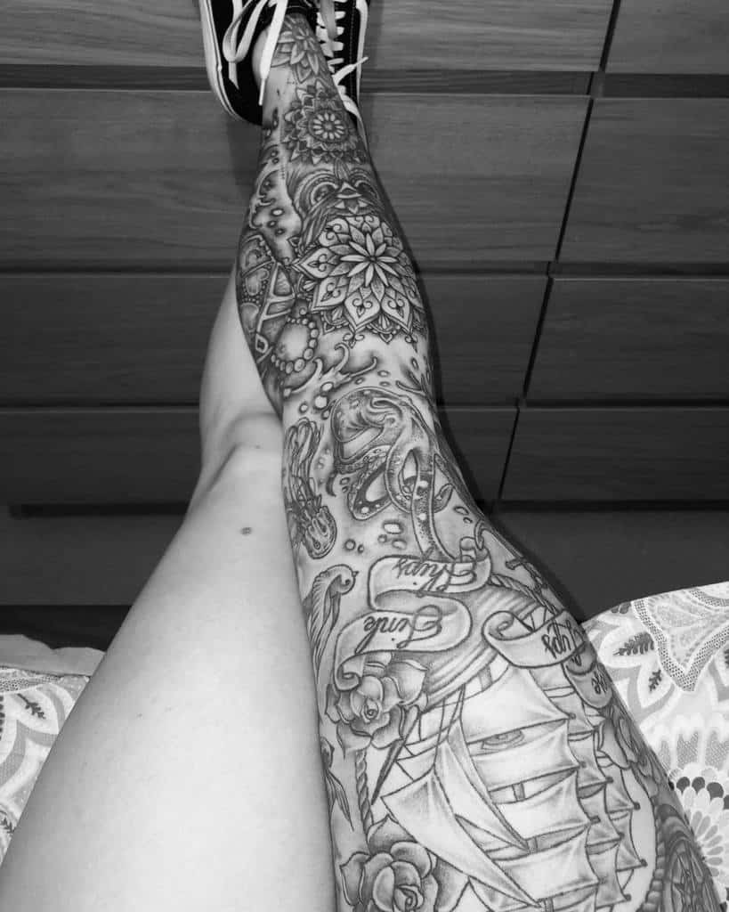 leg sleeve tattoo