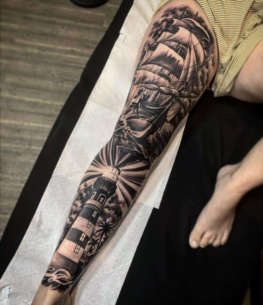 leg sleeve tattoo