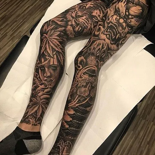 leg sleeve tattoo