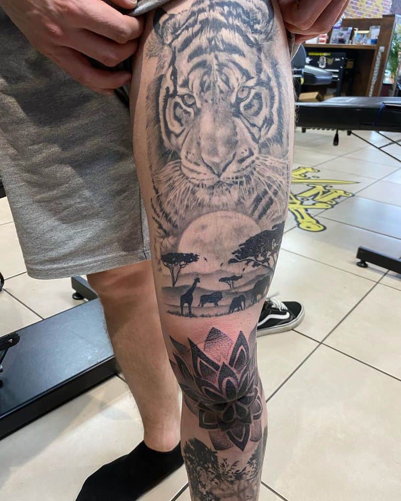 leg sleeve tattoo