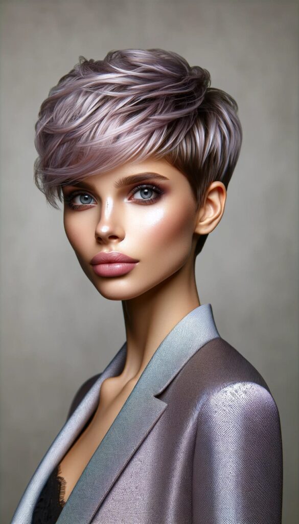 Lilac Pearl Pixie Short Haircut