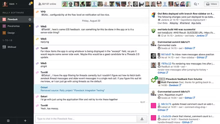 Flowdock is another Slack alternative that organizes conversation by threads