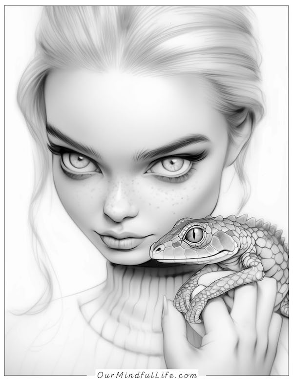 Barbie and lizard coloring page