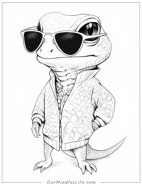 Fashionista Lizard coloring page