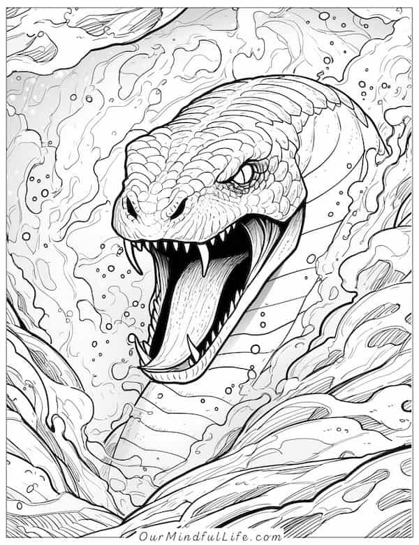 Fierce water snake coloring page