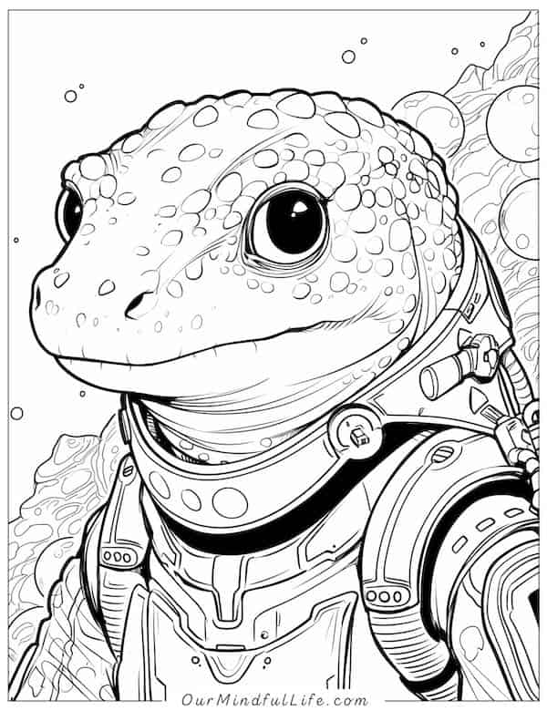 Lizard Astronaut coloring page