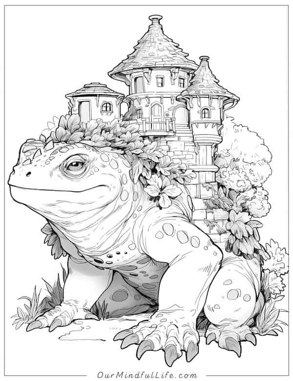 Lizard house fantasy coloring page