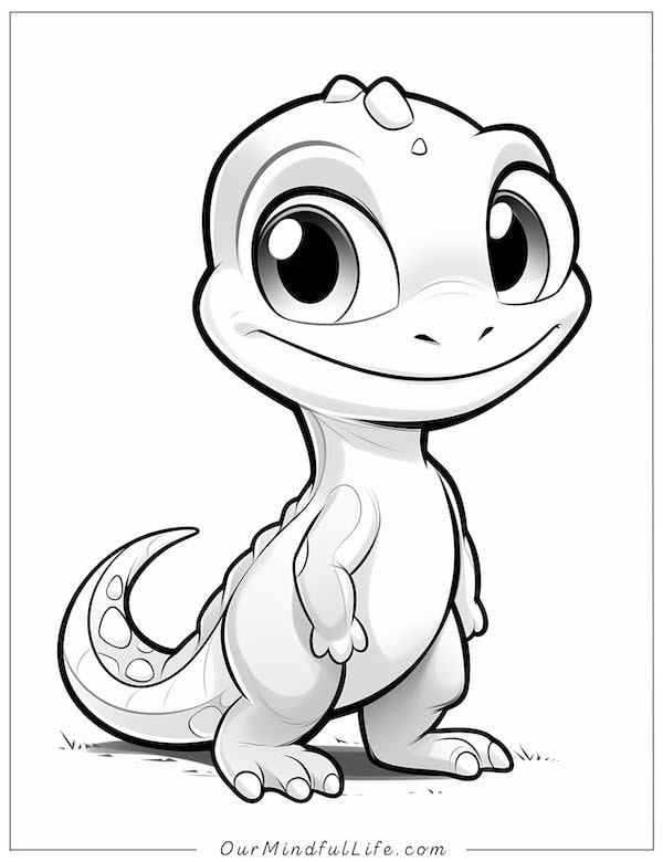 Simple and cute baby lizard coloring page for kids