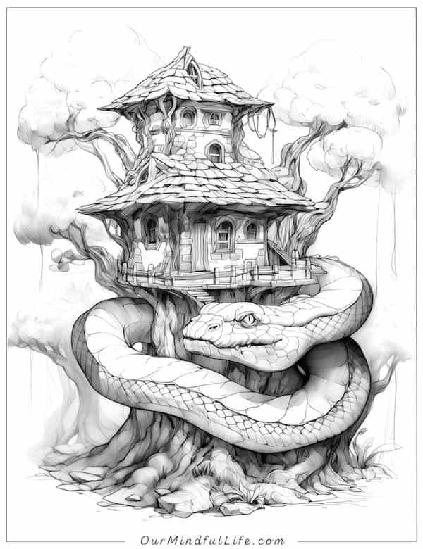 Snake house coloring page