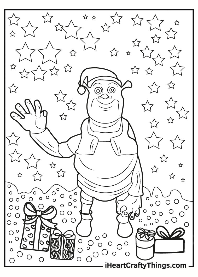 Christmas shrek coloring page