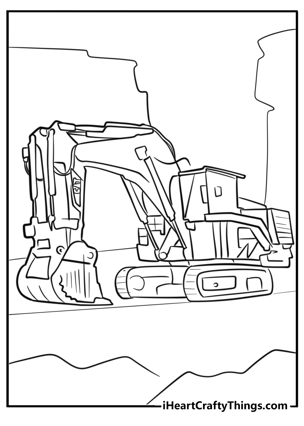 Large mining cat excavator with bucket