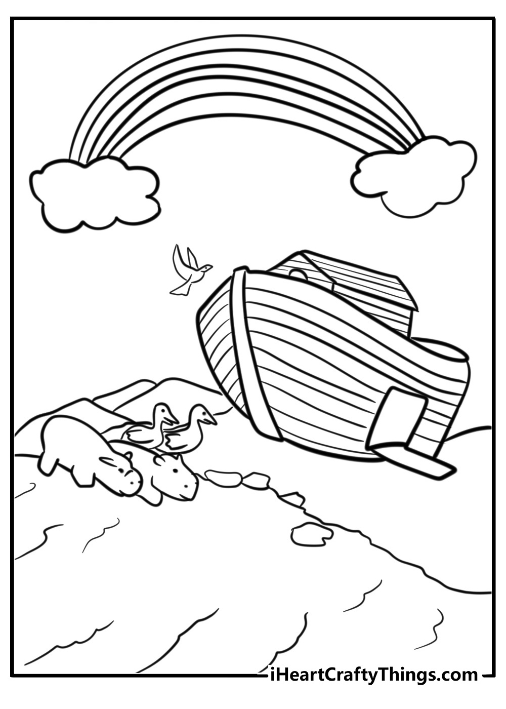 Noah rainbow coloring page