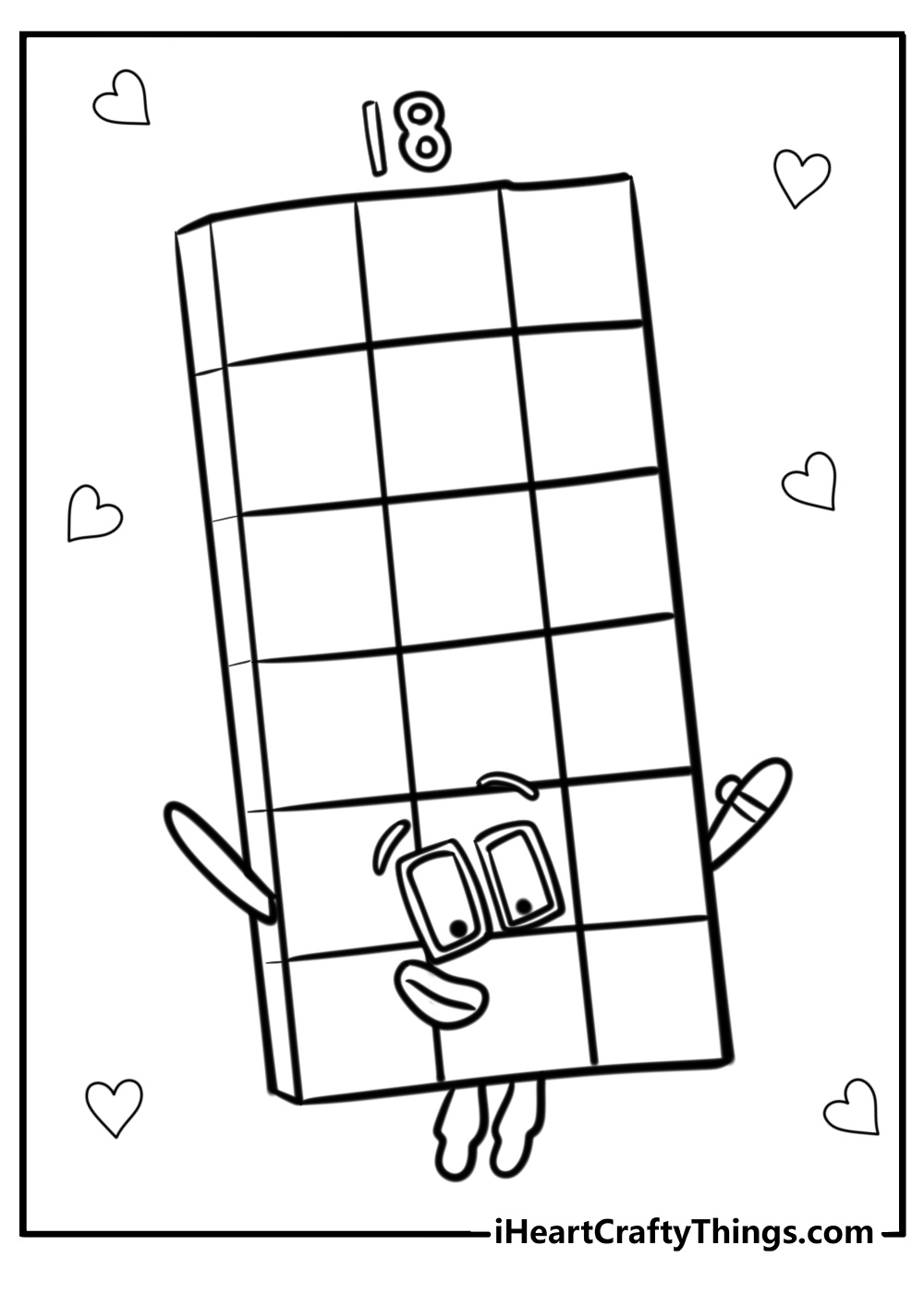 numberblocks 18 coloring pages