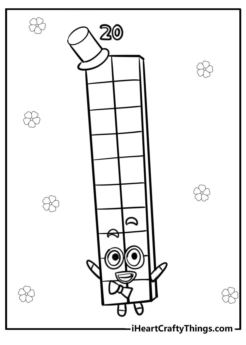 numberblocks 20 coloring pages