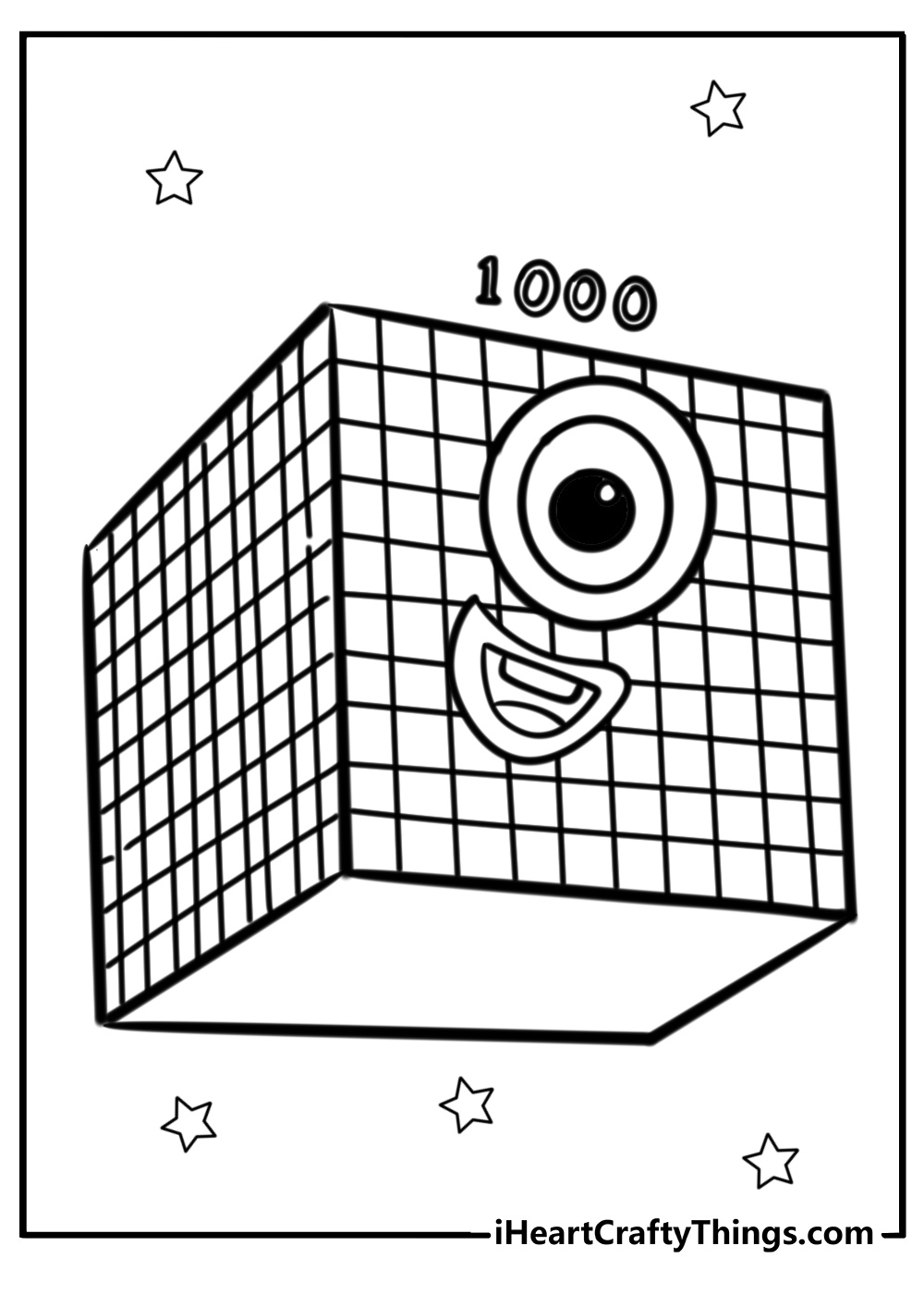 Numberblocks coloring pages 1000