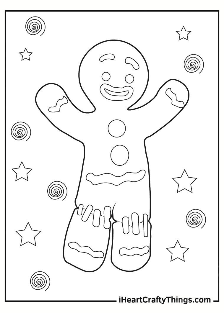 Shrek gingerbread man coloring page