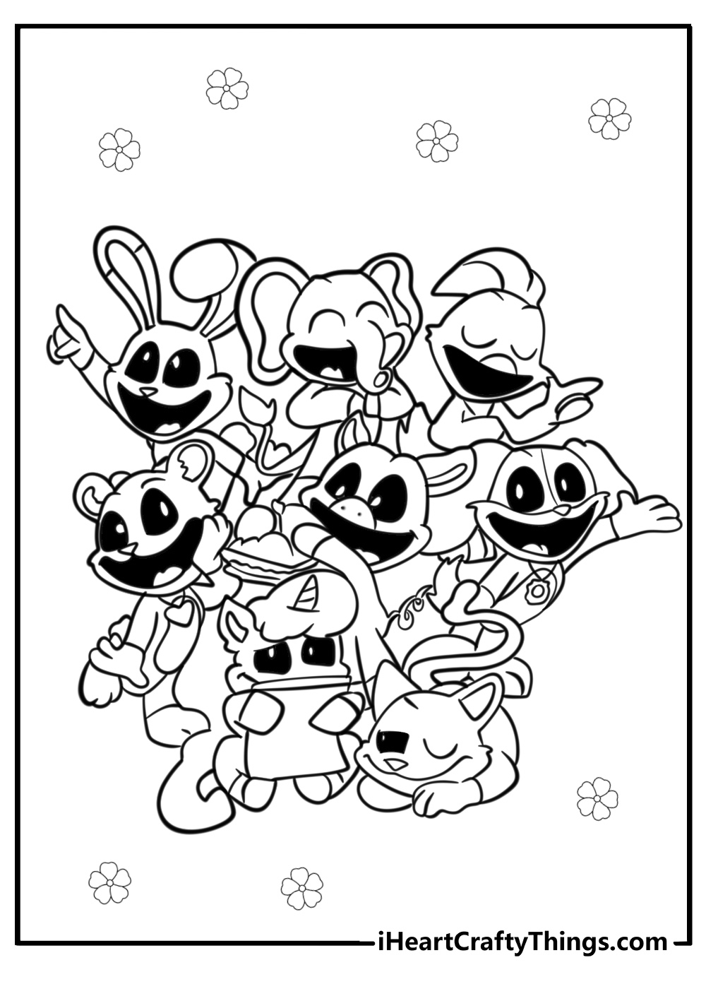 Smiling critters characters to color