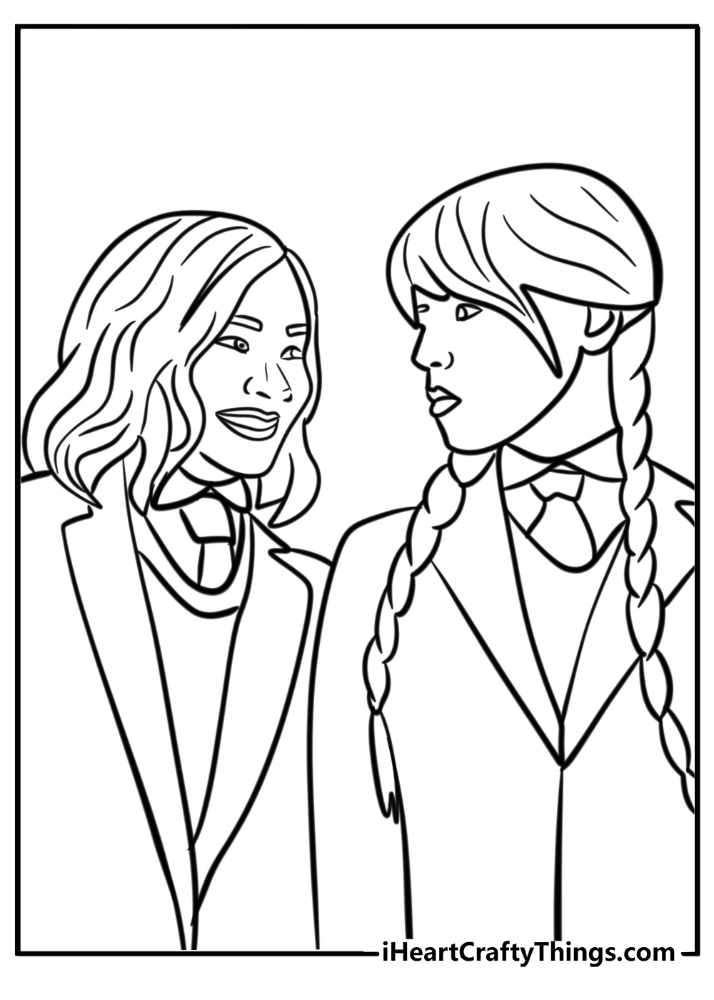 Wednesday and enid coloring page