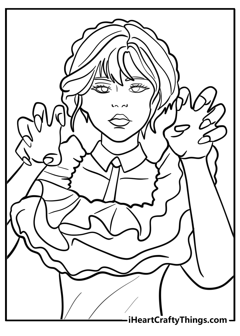 Wednesday coloring page realistic