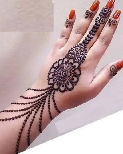 Back Hand Side Mehndi Jewelery Style for Ramazan