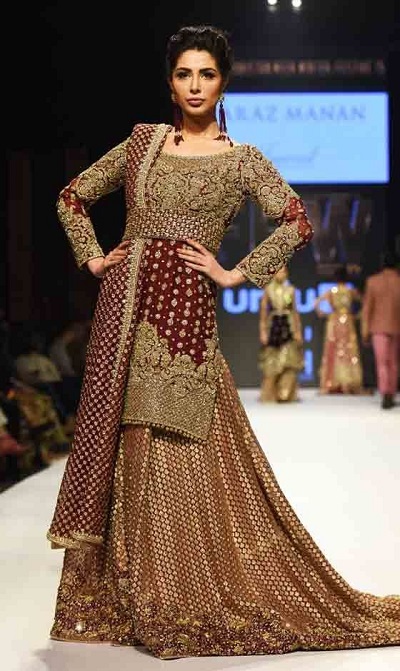 Bridal Maroon and Gold Lehenga kurta dress