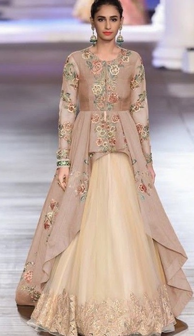 nude and cream lehenga kurta design