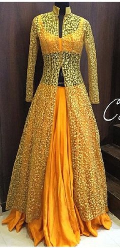 Net A line lehenga kurta dress